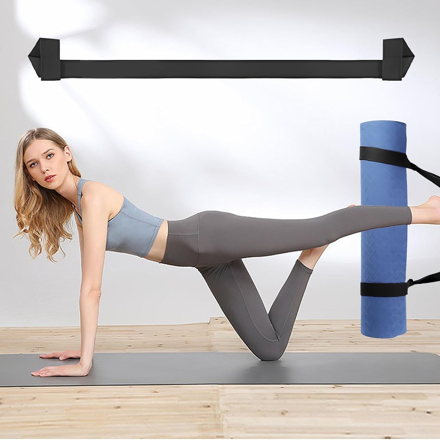 2 Pcs Yoga Mat Strap, 59 X 1.5 Inch Adjustable Yoga Mat Holder Carrying Strap for All Size, Black (Yoga Mat Not Included)