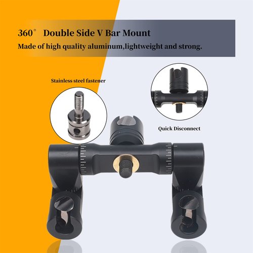 Perogen Archery Bow Stabilizer Double Side Adjustable V-Bar Mount Quick Disconnect for Recurve Bow and Compound Bow