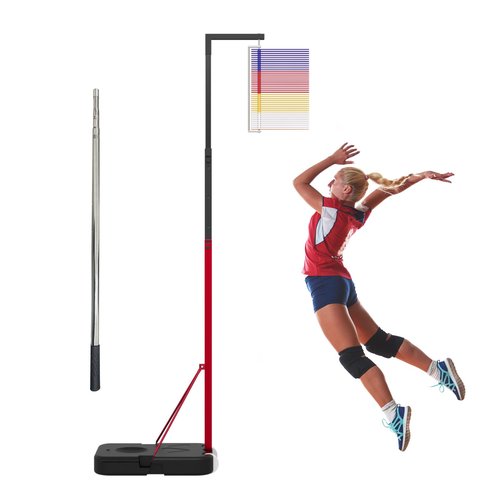 ZELLOXY Vertical Jump Measuring Tool, 4.9-12.6 FT Adjustable Vertical Jump Tester for Volleyball, Slam Training Aid, Floor Standing Jump Training Equipment for School, Gym (Normal)