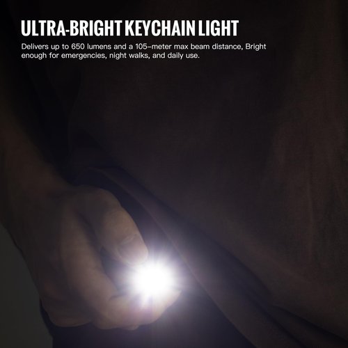ThruNite Ti Keychain Flashlight, Customized Edition with 704 Tactical, 650 Lumens USB-C Rechargeable Compact Pocket Light with Magnetic Tailcap, for Camping, Everyday Carry (Black Cool White)