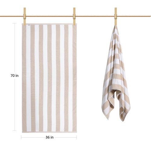 LULUHOME Large Oversized Beach Towel - Big Cotton 36 x 70 Inch Striped Pool Towel, Large Cabana Soft Swimming Towel for Adult Men Women,Chiffon