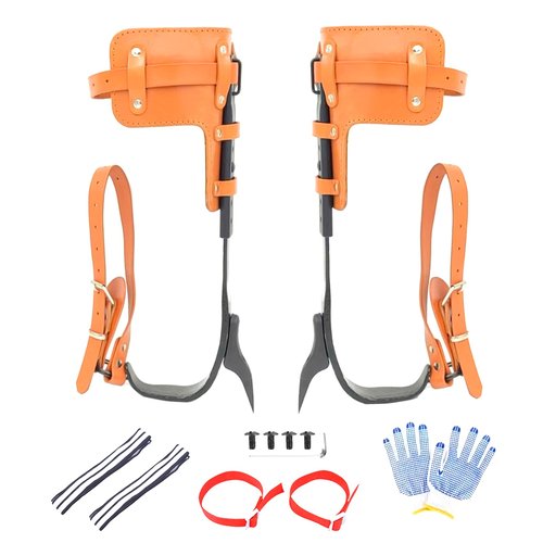 timiland Tree Climbing Gear Set,Tree Climbing Spikes,Upgraded Tree Climbing Gear with Adjustable Length Design,Tree Climbing Tool Set for Logging,Tree surgen, Hunting (Brown)