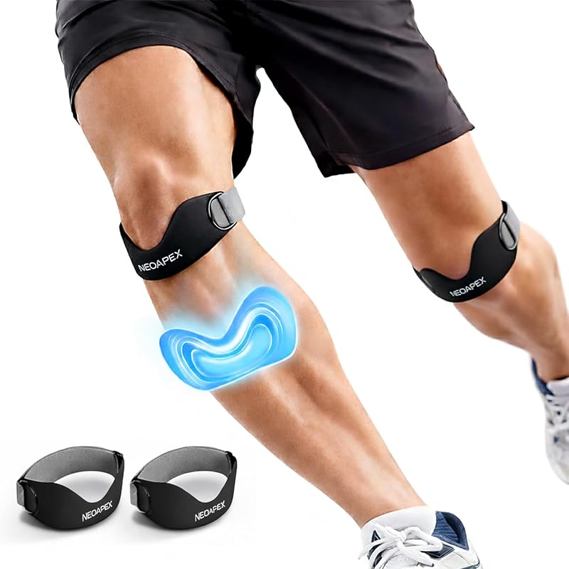 2-Pack Patellar Tendon Knee Strap - Adjustable Non-Slip Support for Runners, Jumpers & Sports (Black)