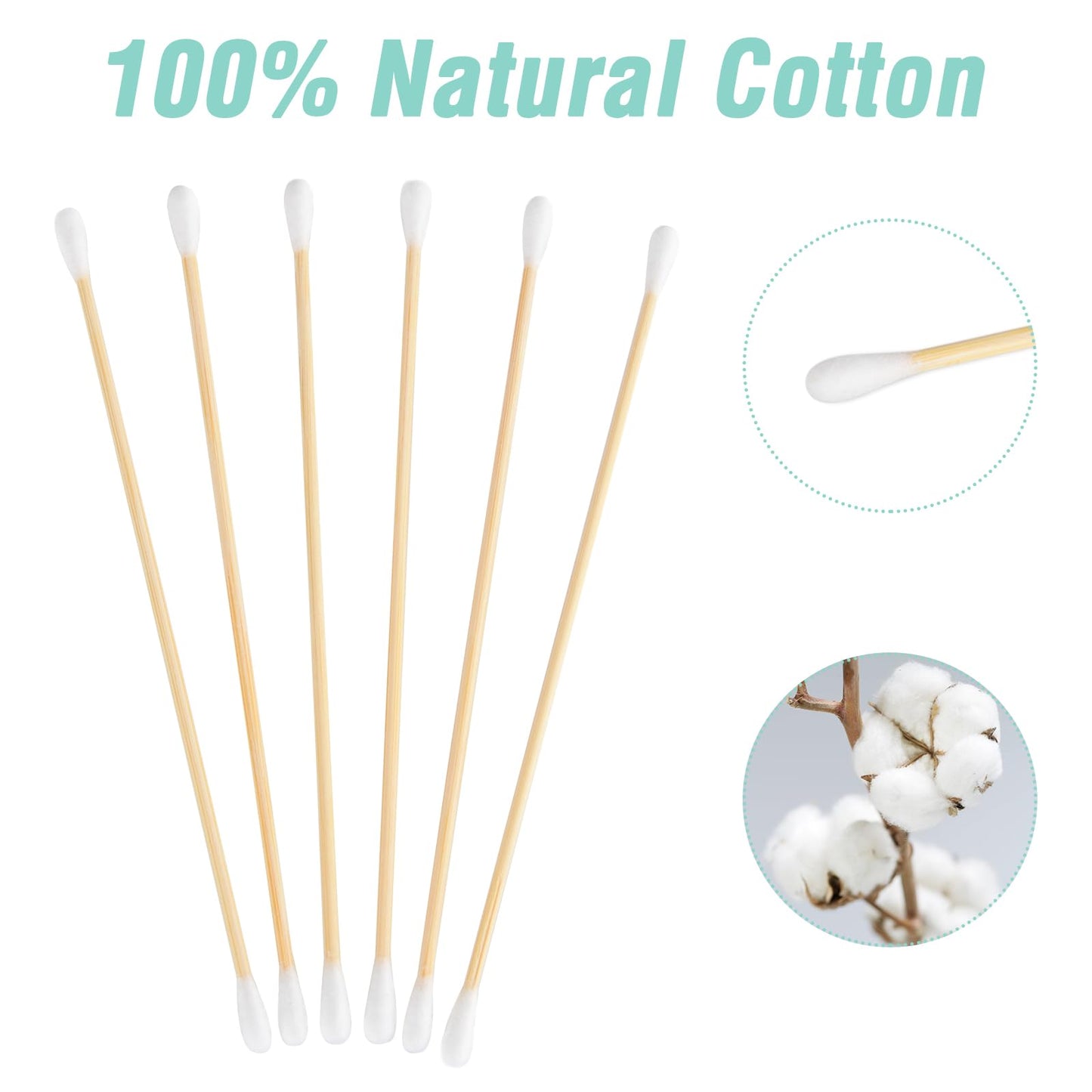 BOOSTEADY 6 Inch Cotton Gun Cleaning Swabs with Bamboo Handle in Storage Case（Choose Your Tip）