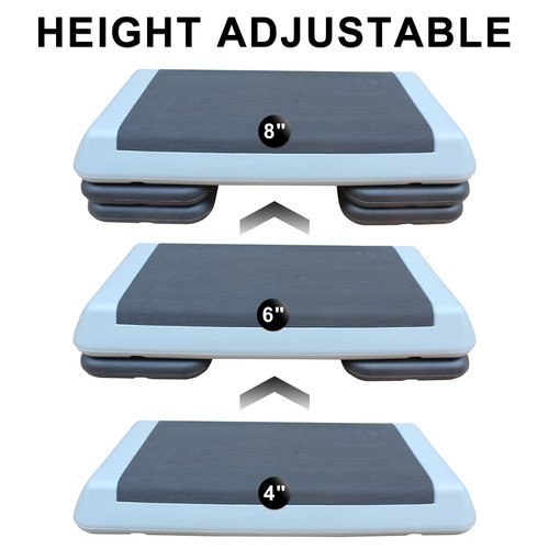 Ucootifly Exercise Aerobic Step Platform,Adjustable Height Fitness Stepper with 4 Stackable Risers, Aerobics Stepper Workout Stepper for Gym Home Cardio Strength & Training - Gray