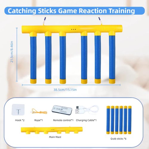 HXRROO Reflex Challenge Game,Reflex Drop Sticks, Hand Eye Coordination Training, Upgraded and Adjustable Speed catching Sticks Game