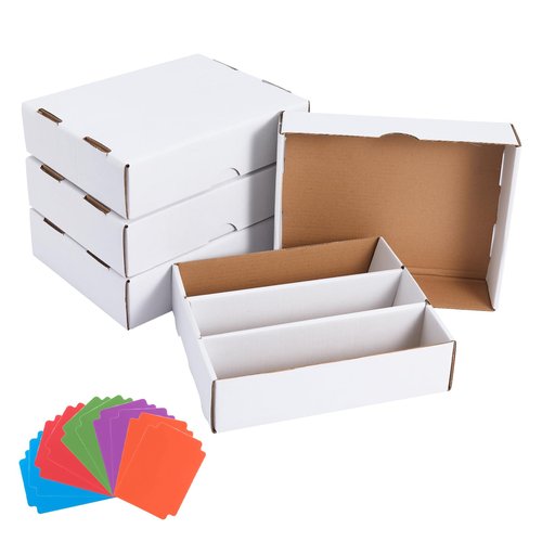 OldPAPA Trading Card Storage Box, Card Storage Box with Dividers, Cardboard Sports Game Card Storage Collector Boxes with 3 Rows, Storage Box for Tcg/Mtg/Ptcg/Baseball (3-Pack-white)