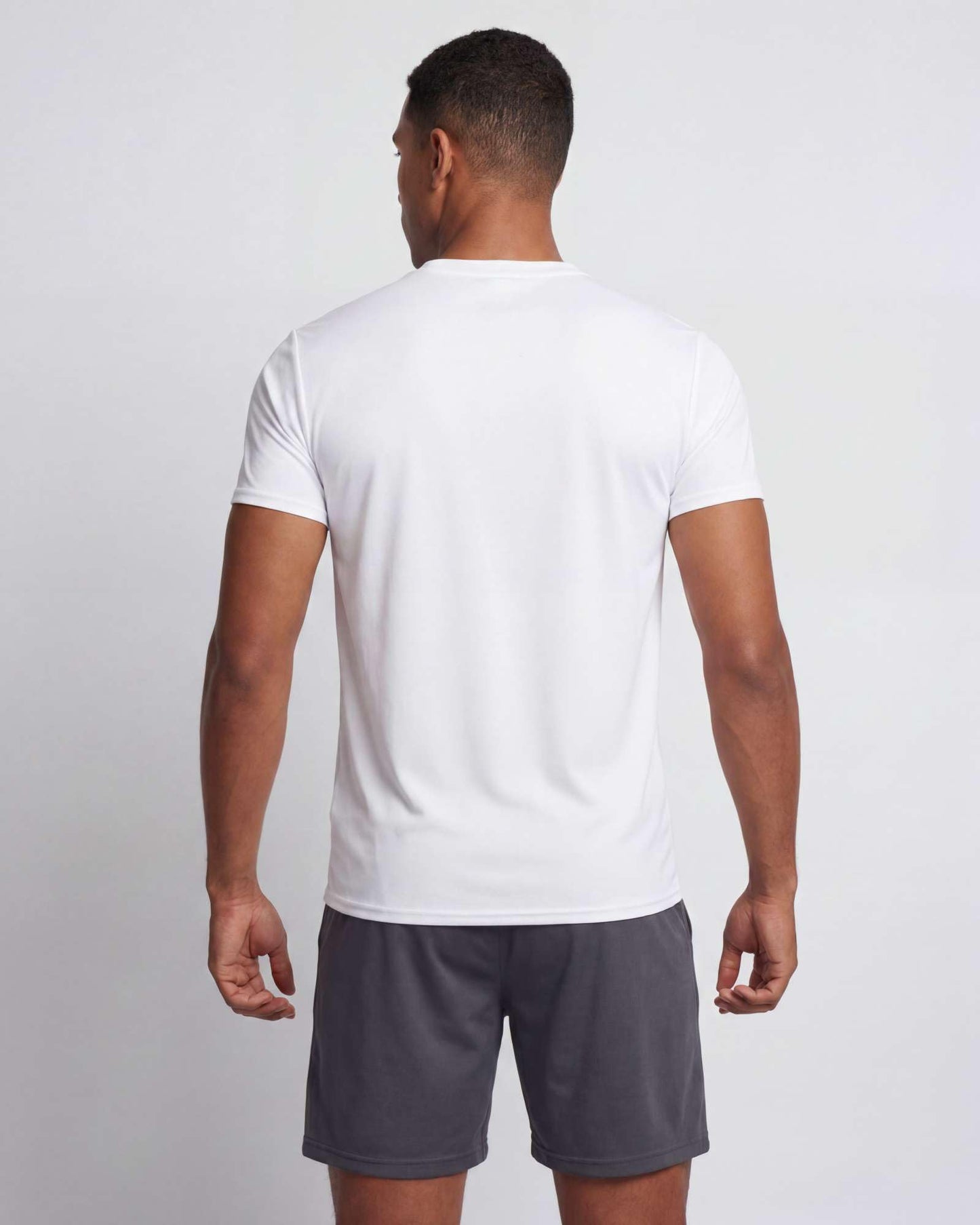 Real Essentials 5 Pack: Men's Dry-Fit Short Sleeve Crew Neck T Shirts Fitness Running Gym Workout Cool Exercise Athletic Tee, Set 9, Medium
