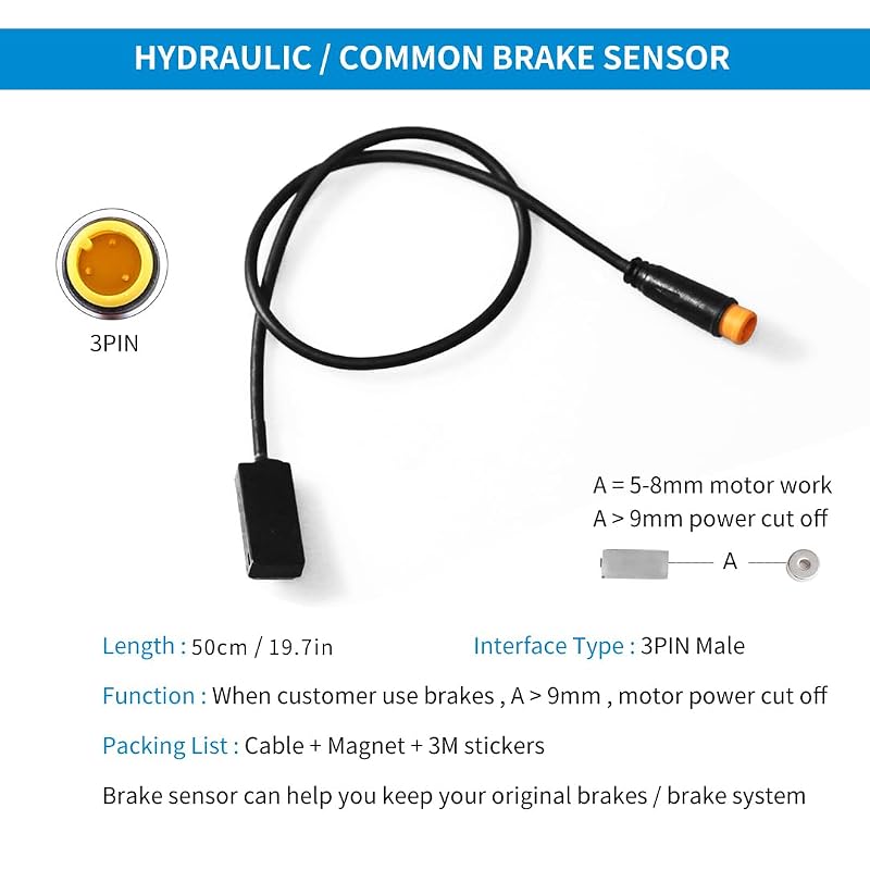 BH Brake Cutoff Sensor Cable for Bafang Mid-Drive (3-Pin) IP65 Waterproof