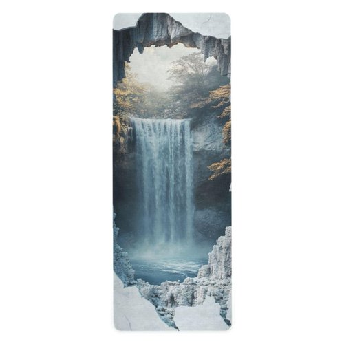 3d Cracked Marble Hole Waterfall yoga mat with carrying bag for men printed, non slip, yoga matt towel non slip hot yoga with carrying bag tapete para ejercicio 71x26 inches