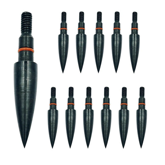 Archery Points 75/100/125/150 Grains - 12pcs Stainless Steel 5/16 Inch Screw-in Bullet Points, Arrow Tips for Crossbow, Recurve & Compound Bow, Target Practice & Hunting (125 grain field points)