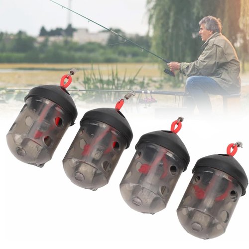 LFMUDNE 4PCS Fishing Bait Cage Trap, Durable Lure Feeder Basket Lure Cage Portable Bait Holder for Carp Fishing (Compact & Lightweight Design)‌