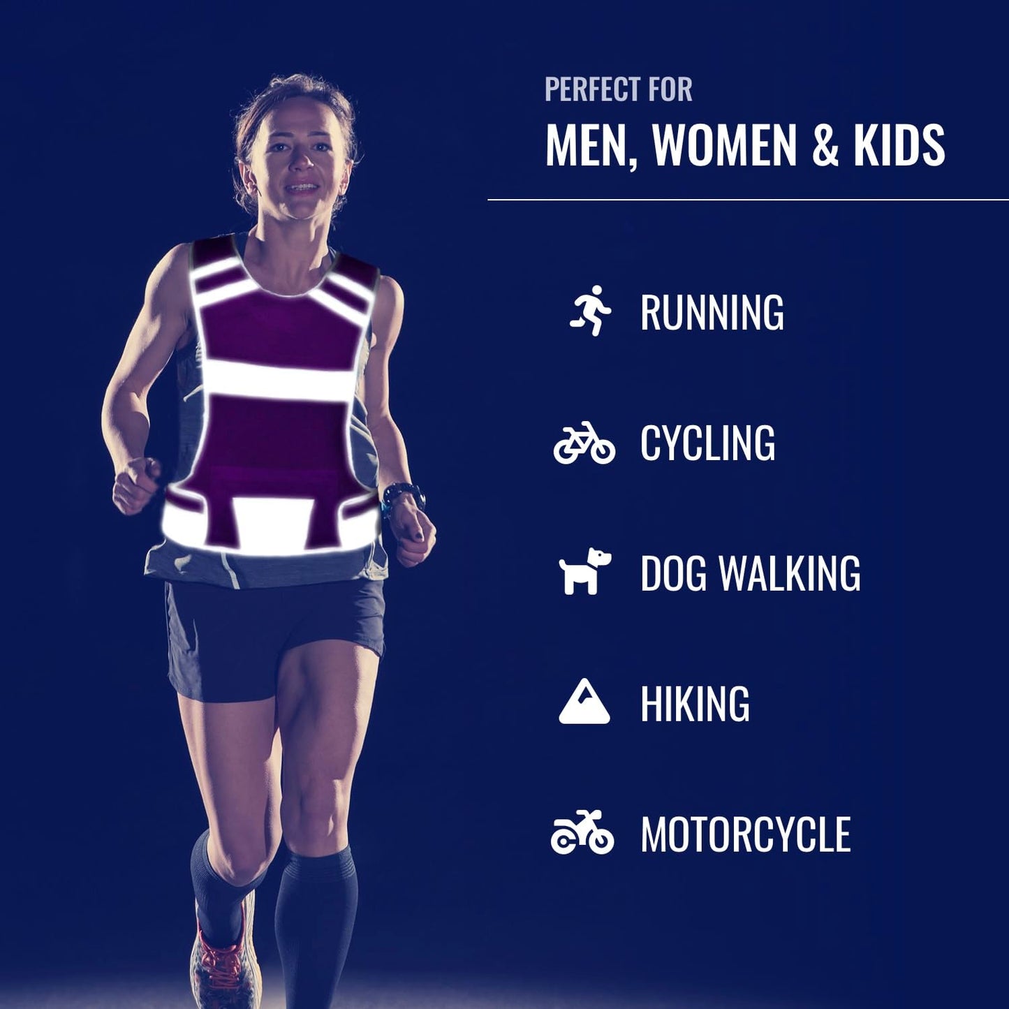 Mesh Reflective Running Vest with Inside Pocket & 2 Bands, Pink Small