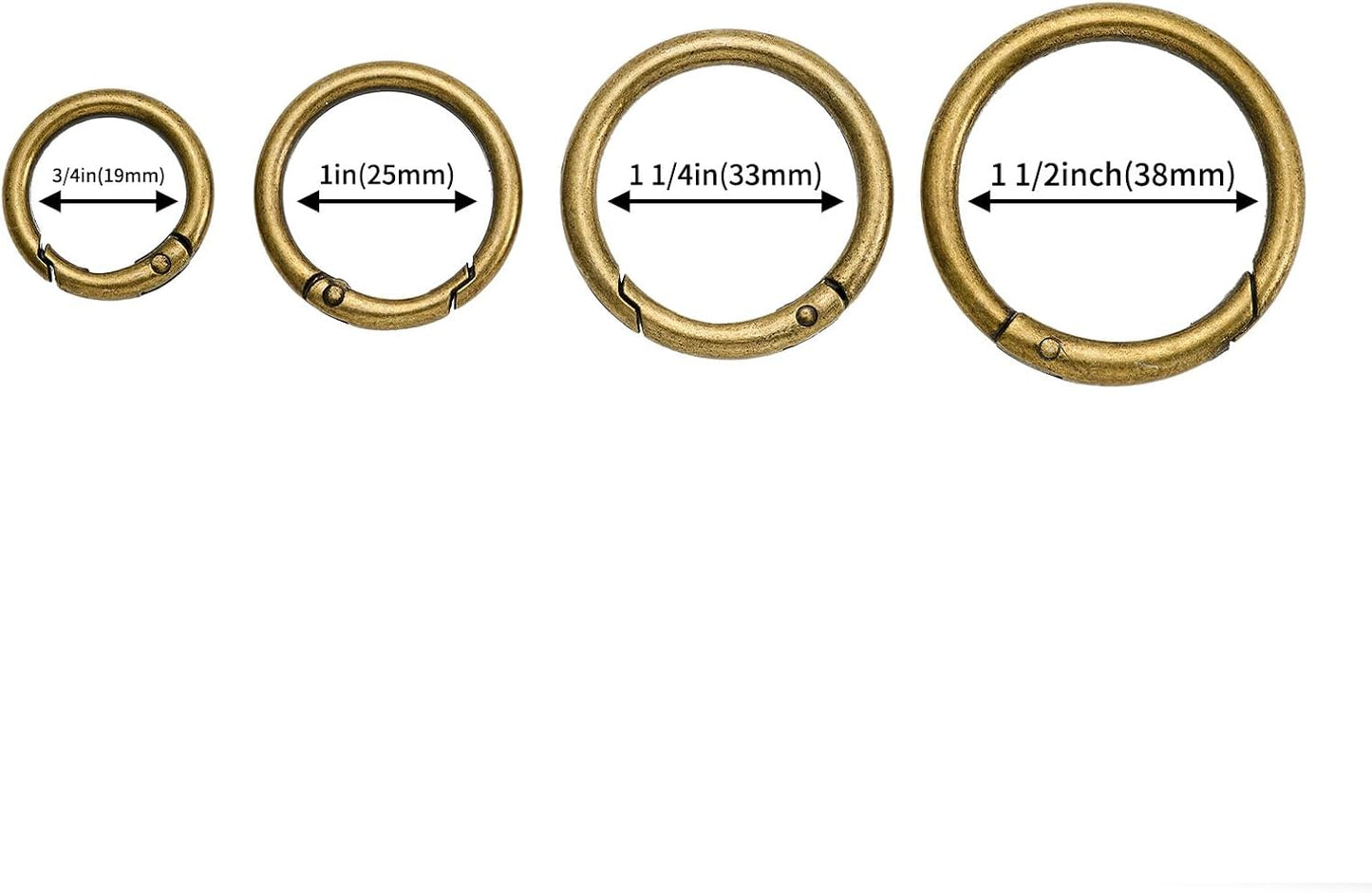 15pcs Trigger Spring O Rings Round,Metal Keychain Ring Round Carabiner Clips for Keyrings Buckle, Bags,Purses