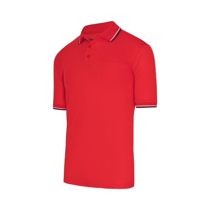 Murray Sporting Goods Short Sleeve Polo Baseball and Softball Umpire Shirt - Sized for Chest Protector (Red, Large)