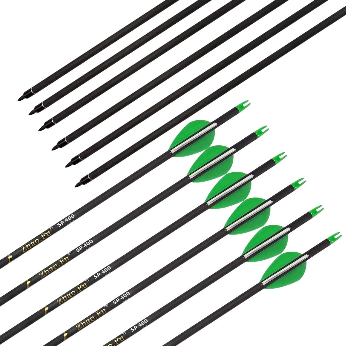 29 Inch Carbon Arrow Practice Hunting Arrows Spine 400 with Removable Tips for Archery Compound & Recurve & Traditional Bow (12 Pcs)