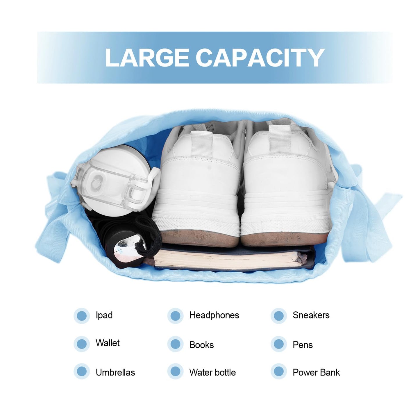 BAVELOE Drawstring Backpack with Mesh Pocket, Sports Gym Sackpack for Women
