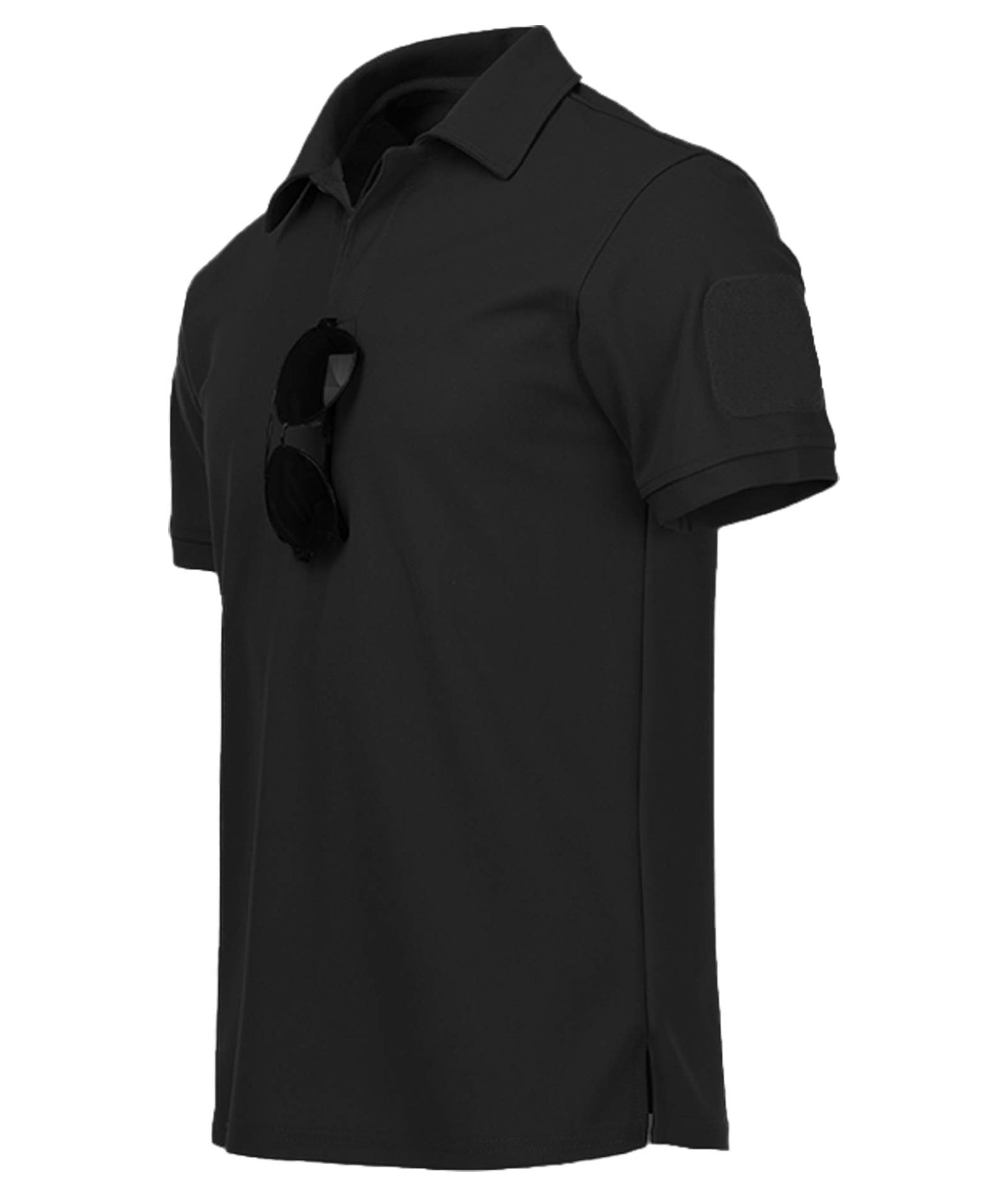 SCODI Mens Polo Shirts Performance Short Sleeve Tactical Shirts Athletic Golf Shirt for Men Daily Casual Collared T-Shirt Black L