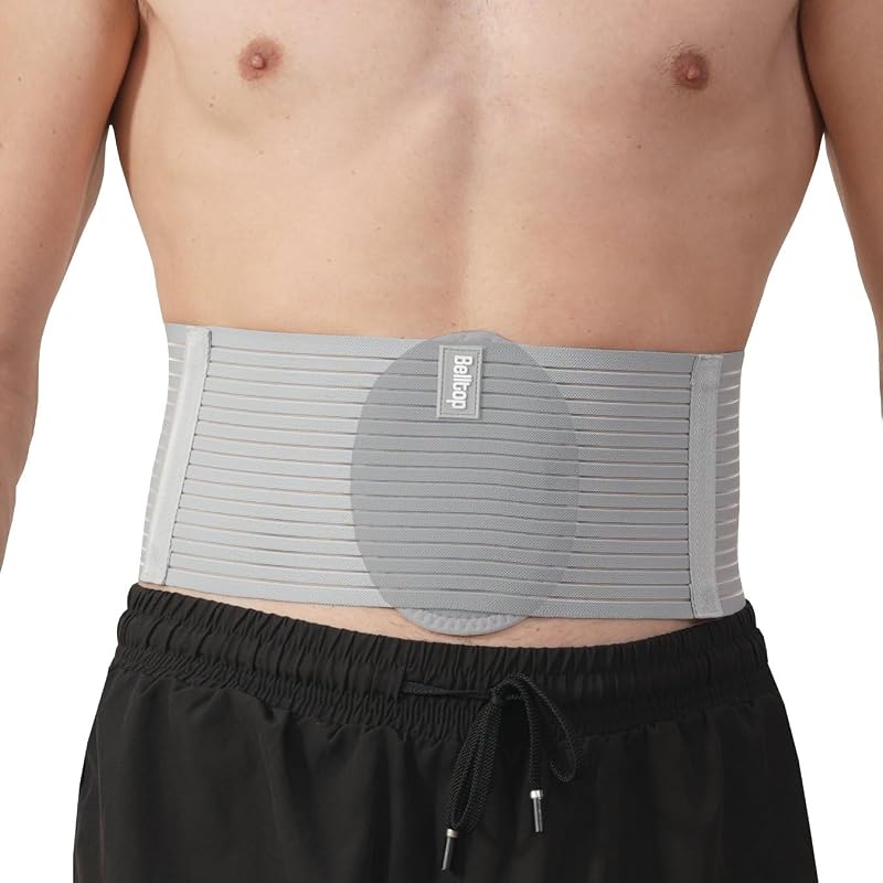 Hernia Support Belt for Men & Women | Abdominal Binder with Double-Thickness Navel Pad (L/XL 39-52 in)