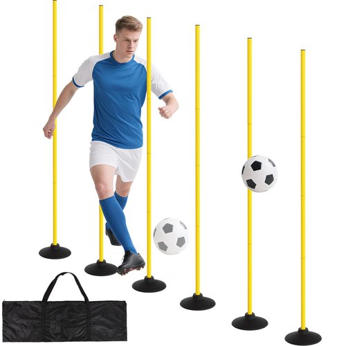 FAHKNS Agility Poles 6 Pack 67" Sports Soccer Training Poles,Detachable Speed and Agility Training Equipment with Round Rubber Base for Turf,Grass,Sand,Concrete