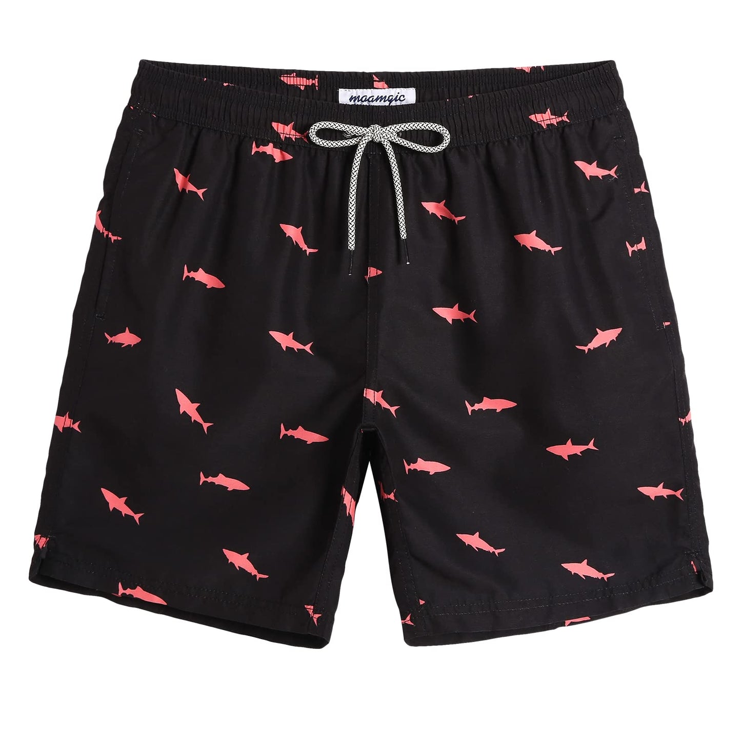 maamgic Mens Swim Trunks Quick Dry Swim Shorts with Mesh Lining Funny Swimwear Bathing Suits 7inch Black Shark XX-Large