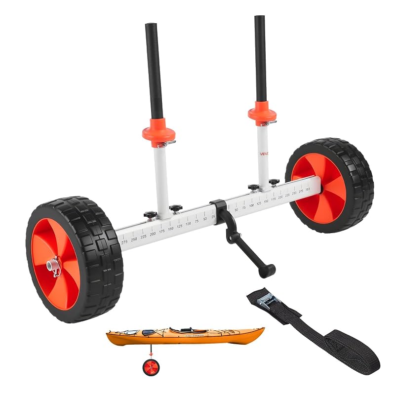 Kayak Cart Dolly 230 lbs Load Capacity with 10" PU Tires, Foldable Canoe & Paddleboard Transport trolley