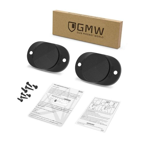 GMW 2-Pack HQ Rubber Coated Gun Magnet Buckler Series - 30 lbs. Rating Magnetic Gun Mount for Car, Truck, Desks, Safes, and Walls - Concealed Handgun Holder (Black)