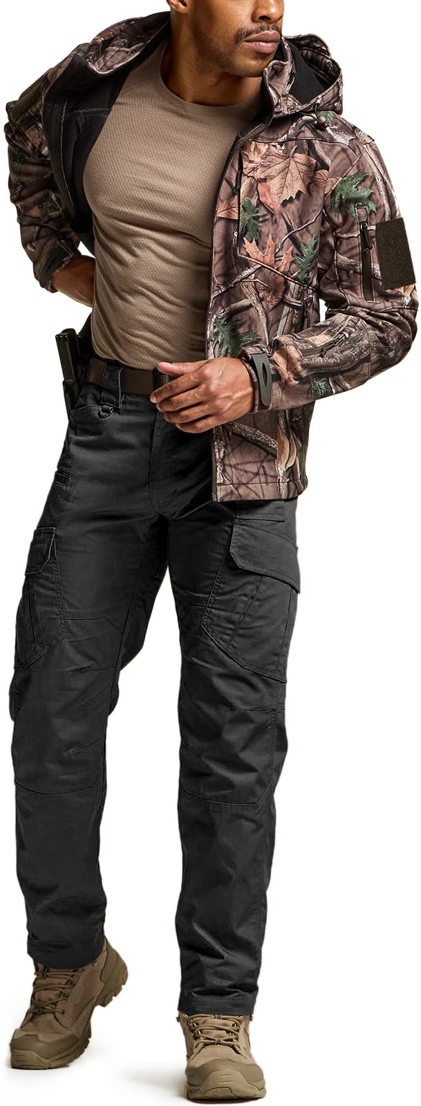 CQR Men's Tactical Pants, Water Resistant Ripstop Cargo Pants, Lightweight EDC Work Hiking Pants, Outdoor Apparel, Duratex Mag Pocket Black, 34W x 34L