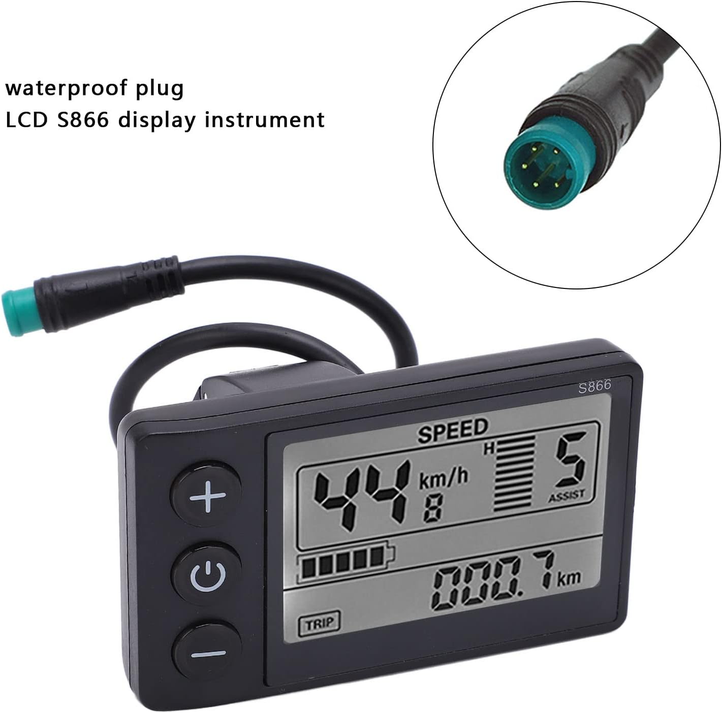 24V 36V 48V Electric Bicycle LCD Display, S866 Waterproof Electric LCD Display Control Panel Power Speed Meter for 22.2mm Electric Bike Handlebar E Bike Scooter Parts