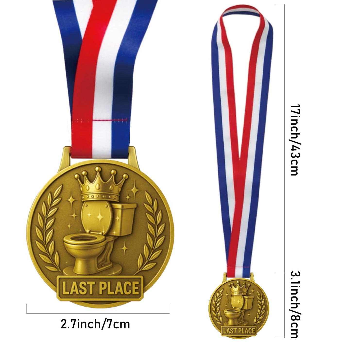 Bambluby Last Place Award Medal – 3 Inch Funny Gag Trophy with Ribbon – Loser Prize for Parties, Fantasy Leagues, Office Games & White Elephant Gifts