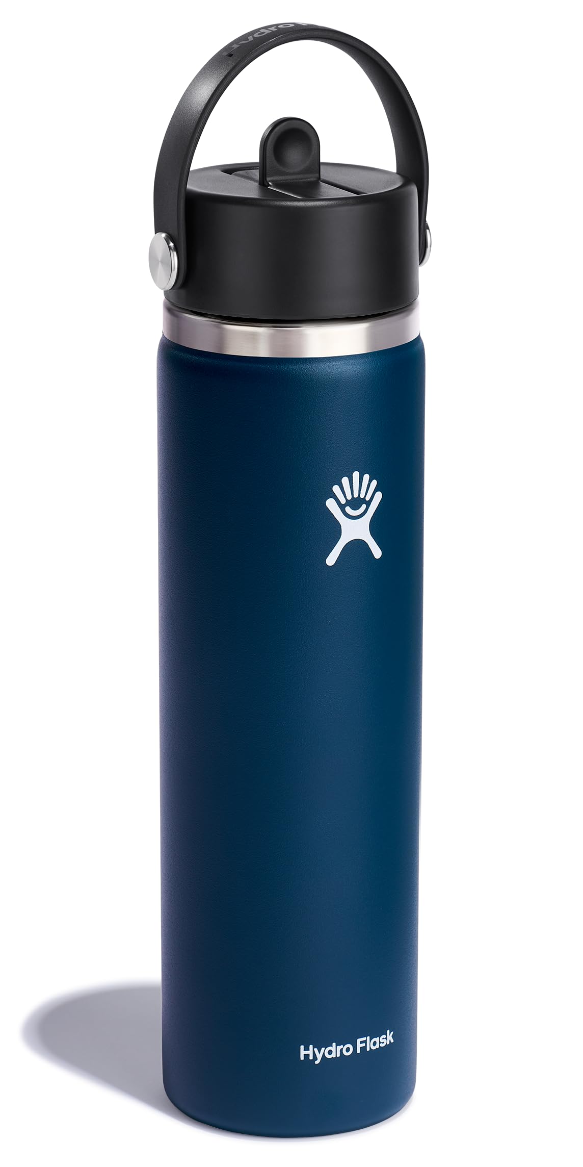 Hydro Flask Water Bottle - Insulated Stainless Steel - Wide Straw Lid, Non Spill, Leakproof in 24 Oz Indigo Blue