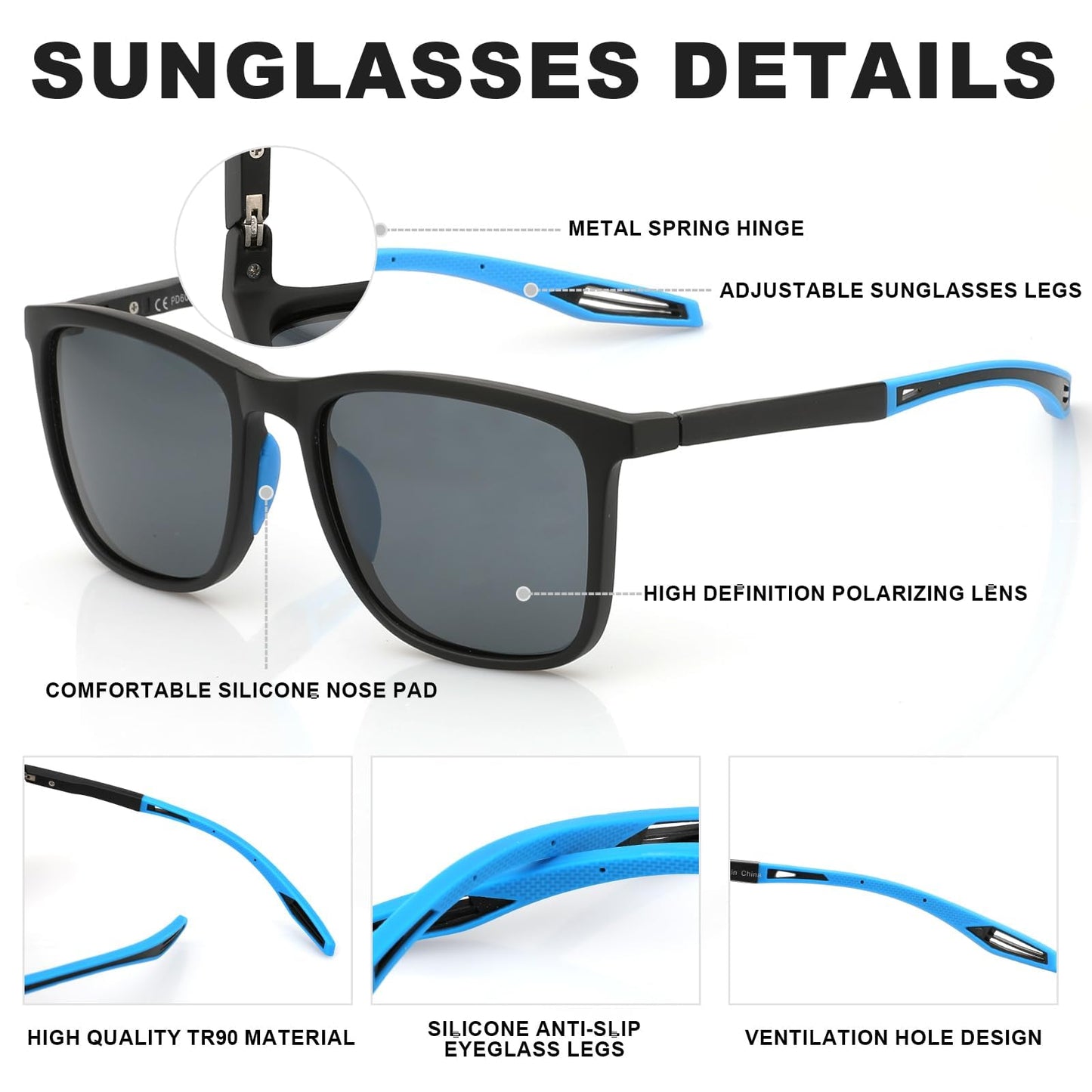 SKYOAK Premium Large 158MM XXL Polarized Sunglasses for Men Women, Scratch/Saltwater Resistant/Oleophobic Coating Lens Sun Glasses TR Frame Stylish Oversized Shades (2 Pack, Ocean & Mercury)