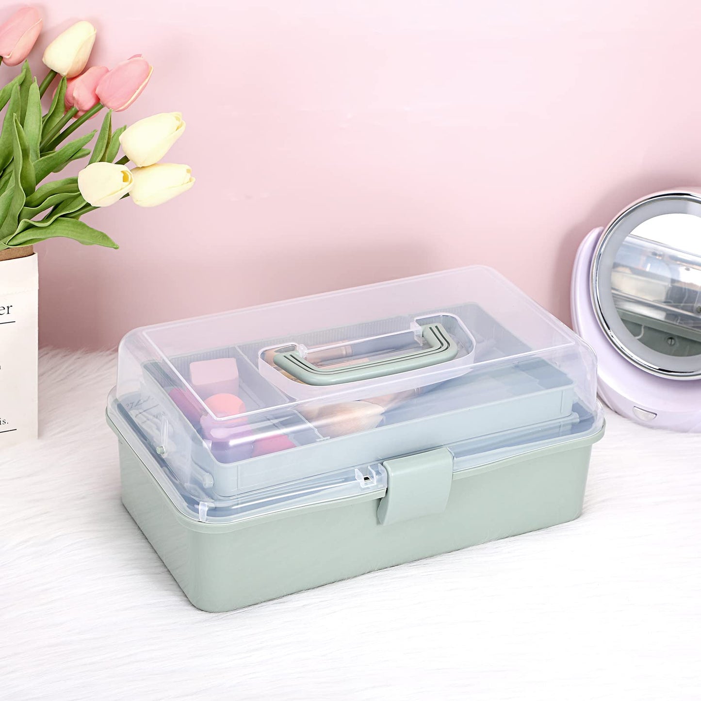 BTSKY 3-Layer Plastic Dividing Storage Box Craft Organizer and Storage
