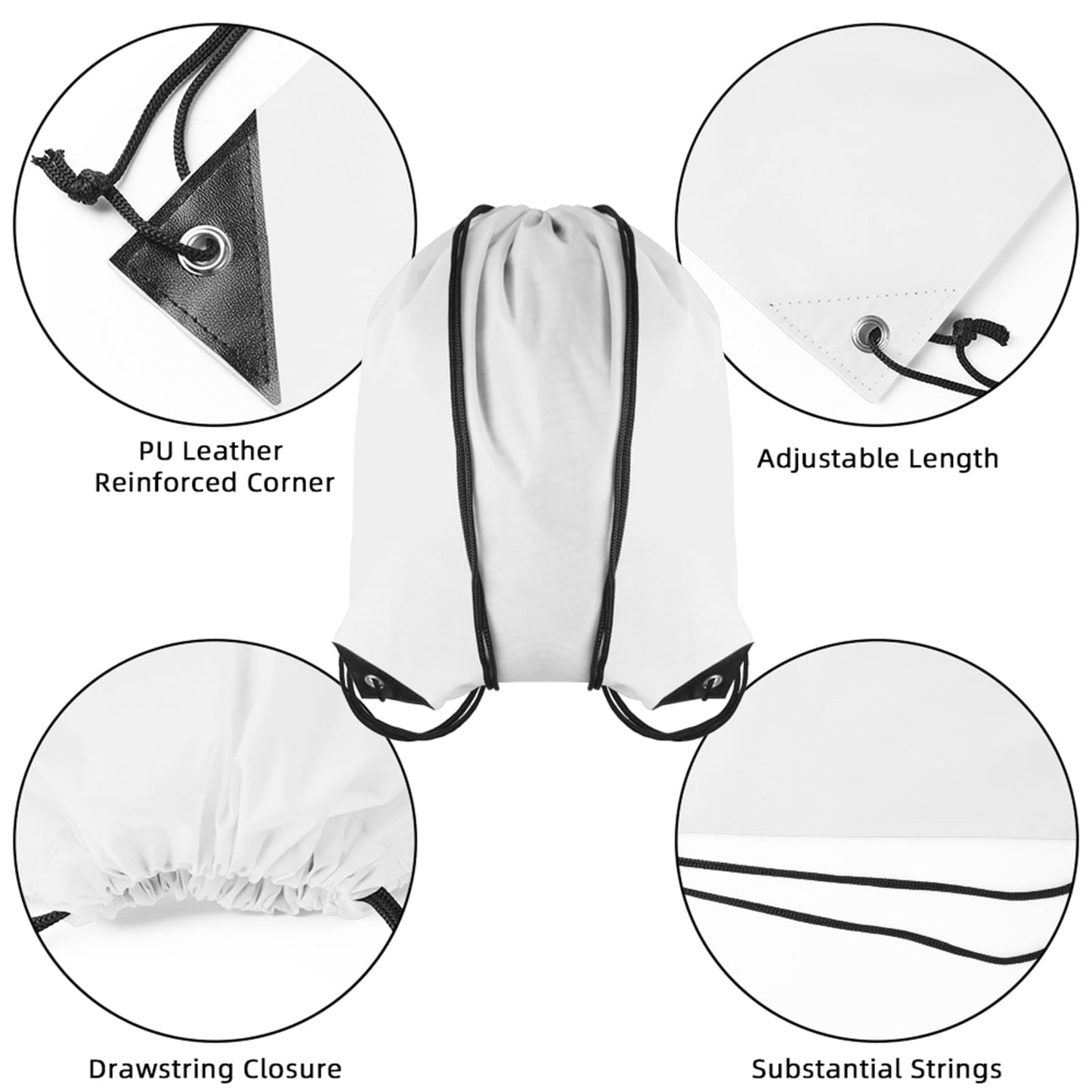 GoodToU Drawstring Bags - Nylon Gym & Travel Drawstring Backpack (White, 80Pcs)