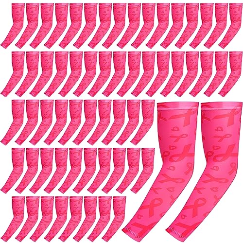 Pink Breast Cancer Awareness Arm Sleeves 30 Pairs - Rose Red Variation
