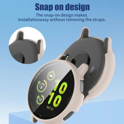 Kimiyaki for Garmin vivoactive 5 Screen Protector Case [Full Coverage], Hard PC Bumper All-Around Protective Accessories for Garmin vivoactive 5 Built-in Tempered Glass Film