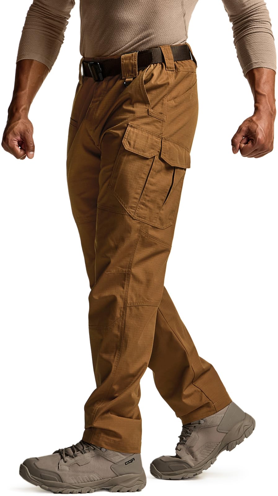CQR Men's Tactical Pants, Water Resistant Ripstop Cargo Pants, Lightweight EDC Work Hiking Pants, Outdoor Apparel, Raider Mag Pocket Copper Brown, 30W x 32L