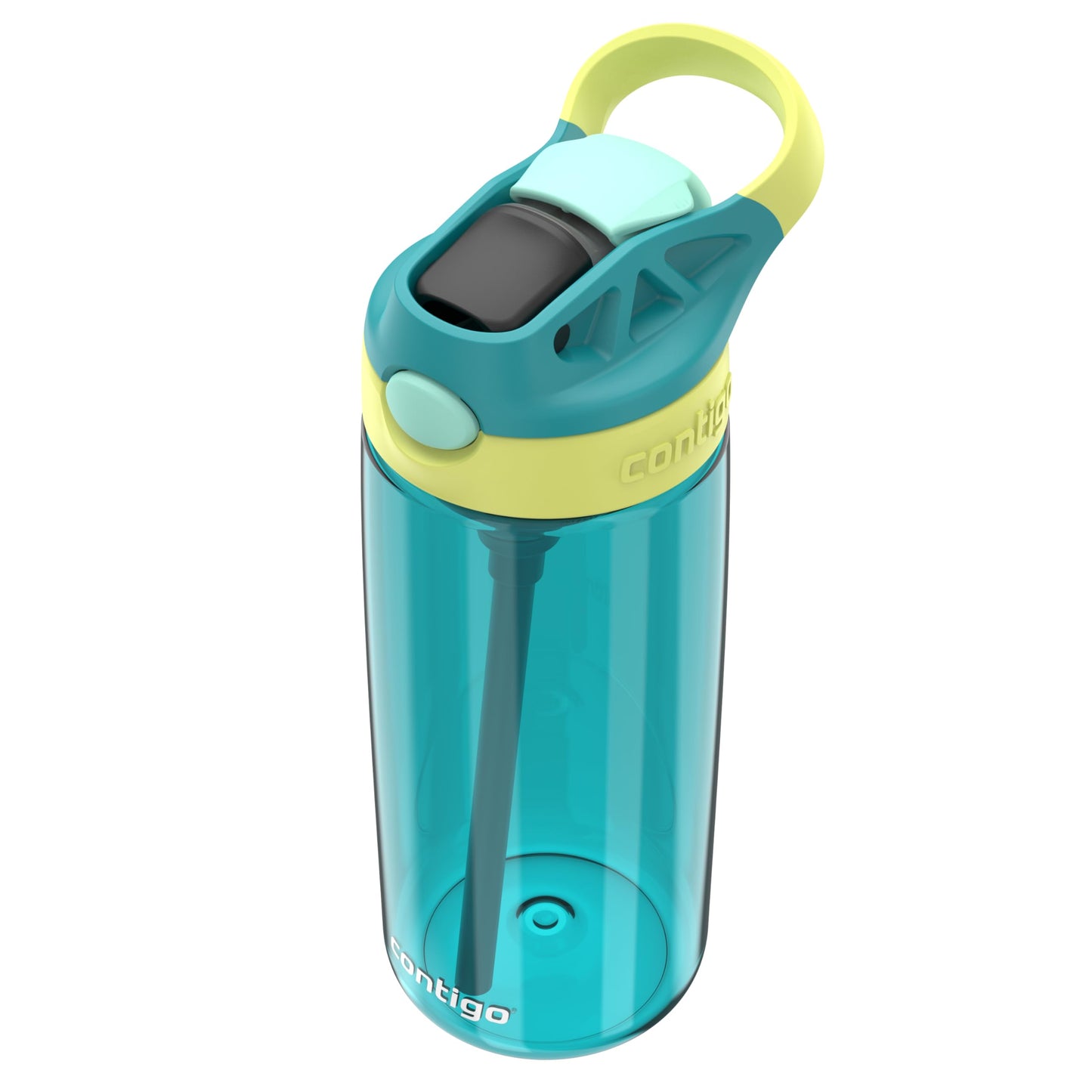 Contigo Aubrey Kids Water Bottle, 20oz, Juniper/Limelight, Spill-Proof Lid, Dishwasher Safe, BPA Free, Blue and Yellow
