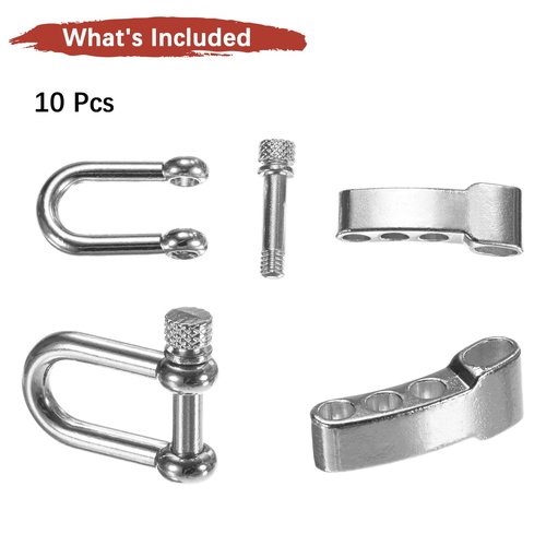 TIXIPEM Paracord Bracelet Shackle Buckle [10PCS] - Adjustable Metal U Bow Shackle Use for Survival Bracelets Belt & Outdoor Rope - [Silver-Round Head] Screw Pin Anchor Buckles