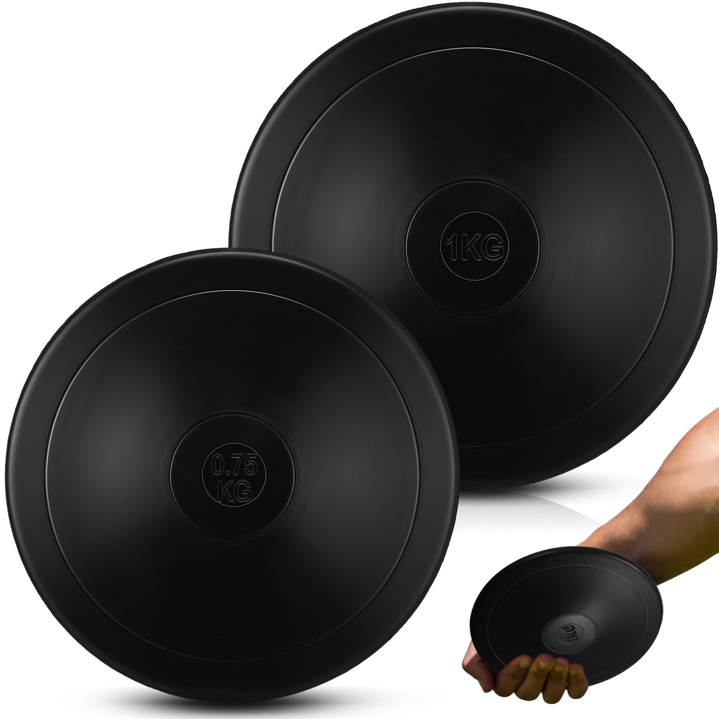 VioraWhite 2 Pack 1 kg 0.75 kg Rubber Practice Discus Sports Training Black Smooth Surface Black Rubber Discus for High School Track and Field Equipment Discuses Outdoor Practice Throwing