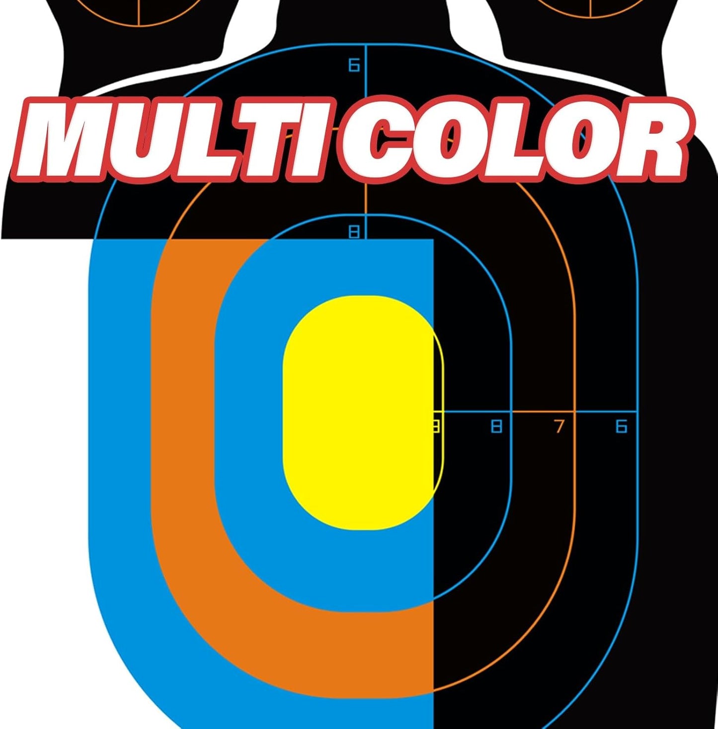 10/25/50 Paper Targets for Packet Ranges, Bulk for Hunting, Silhouette with Red Bullseye, Three Target Points (12x18 inches)
