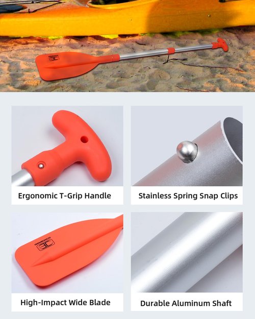 OCEANBROAD Emergency Telescoping Paddle 24in-42in Collapsible Paddles, for Kayaing Canoeing Boating River Tubing Emergency，Orange, 1 Paddle