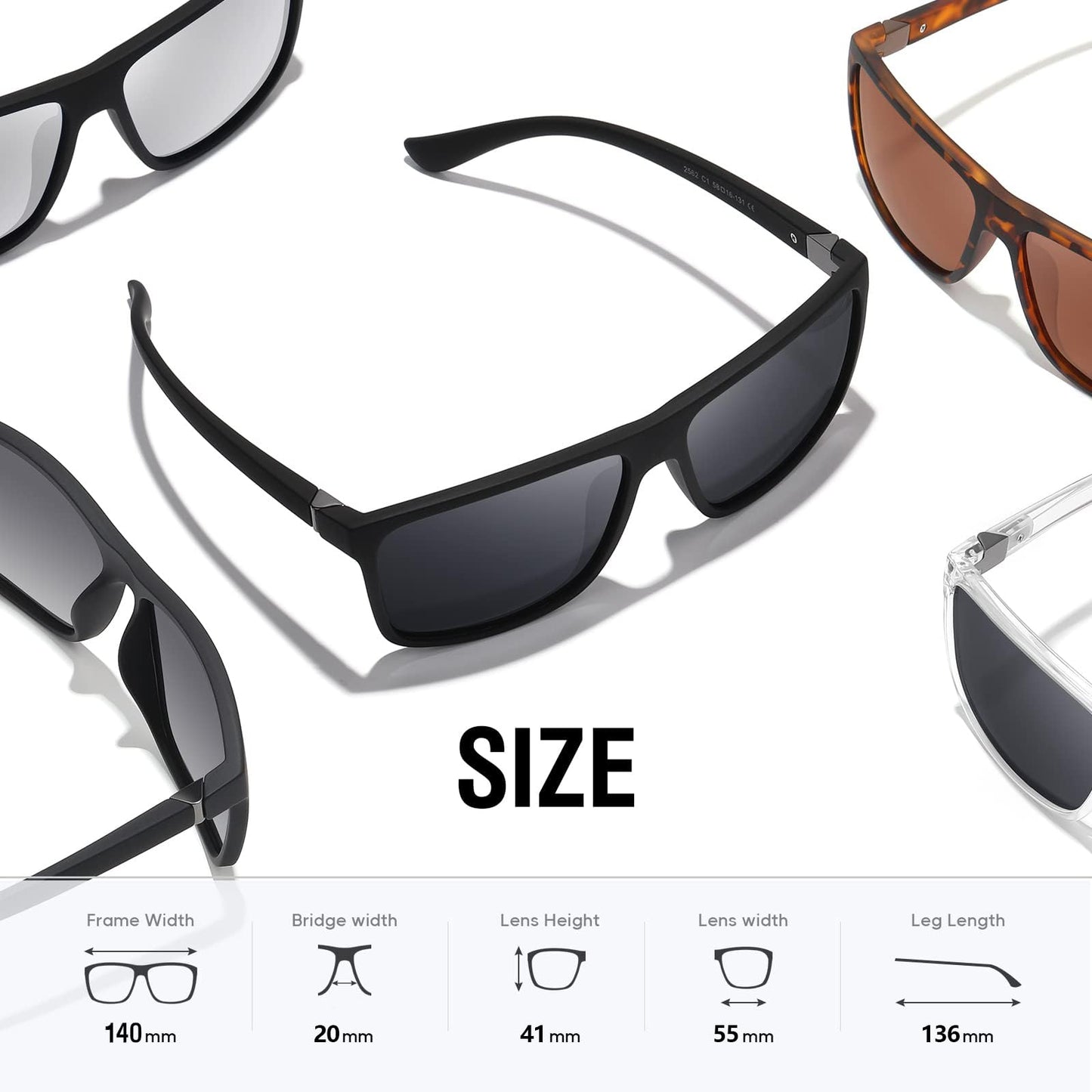 KWHZXGYY Sunglasses Men Polarized Sunglasses for Mens and Womens,Black Retro Sun Glasses Driving Fishing UV Protection