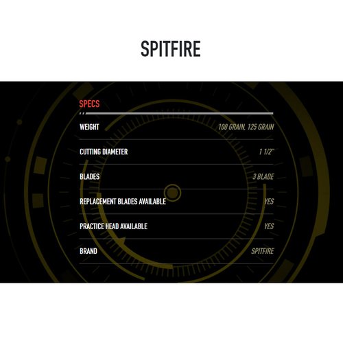 New Archery Products Spitfire Mechanical Broadhead 1 1/2' Cut Diameter 100 Grain Front Deploying 3 Pack Black