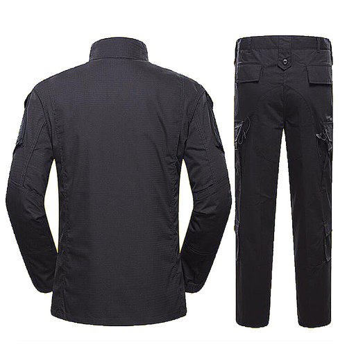 HANSTRONG GEAR Men Tactical BDU Combat Uniform Jacket Shirt & Pants Suit for Army Military Airsoft Paintball Hunting Shooting War Game Black(L)