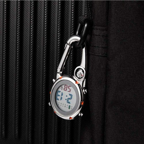 ZOVEDAIUG Digital Pocket Clip Watch for Men Carabiner Watch Backpack Fob Belt Waterproof Clip Watch with Alarm Clock Date Week for Outdoor Sports (White)