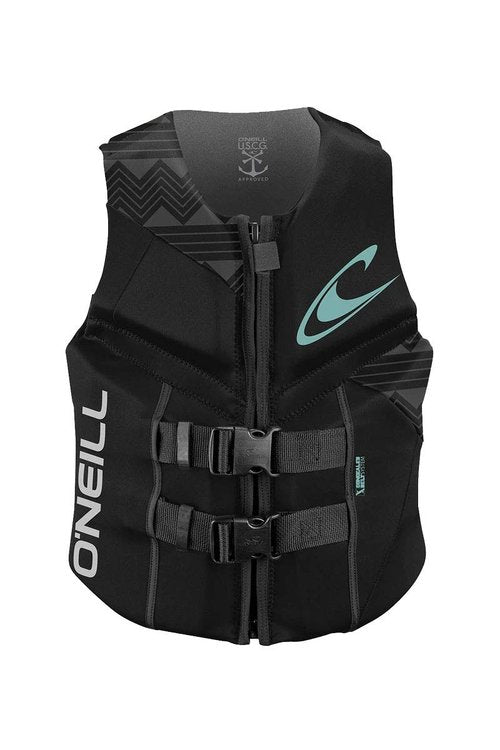 O'Neill Women's Reactor USCG Life Vest, Black/Black/Black,6