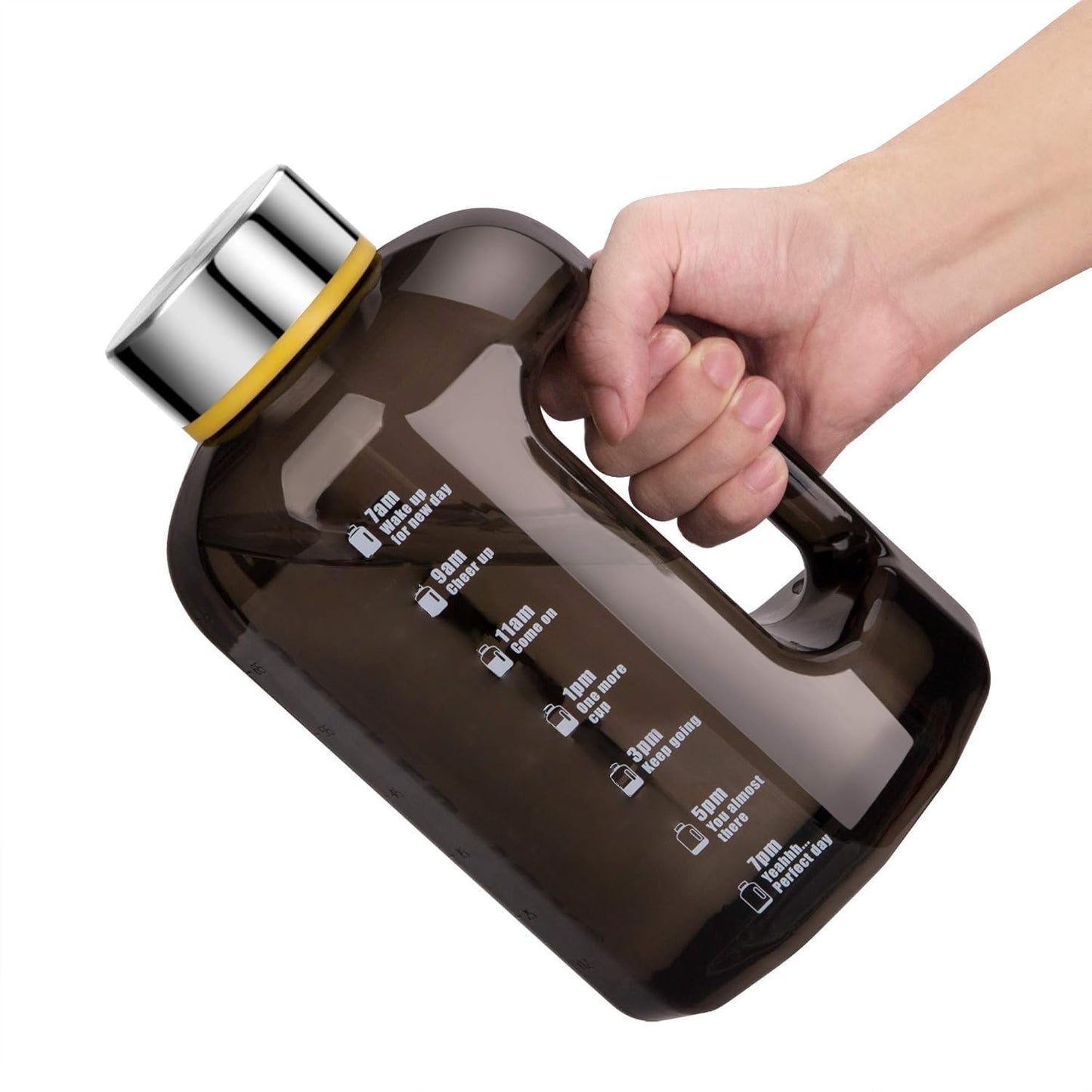 VENNERLI Half Gallon Water Bottle with Handle BPA Free Sports Water Bottles 74oz Large Plastic Water Jug 2.2L Motivational for Outdoor Hiking Camping Running (Black)