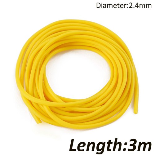 easytooly Yellow Solid Core Pole Elastic Diameter 2.4mm Fishing Lines Latex Tube Retention Rope Fishing Tackles(3 Meter)