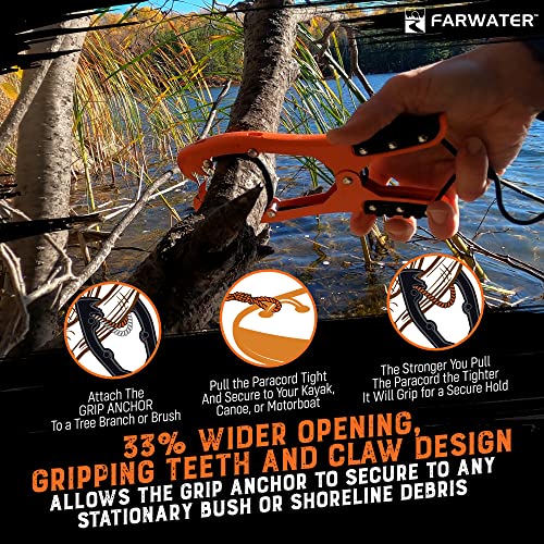 FARWATER Orange Canoe Anchor Grip - Boat & Kayak Fishing Accessories with Paracord